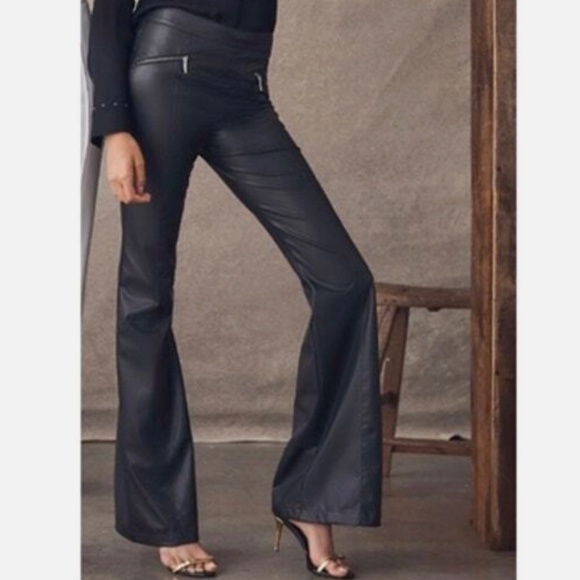 Brown Faux Leather Bootcut Pants - Picture 2 of 16